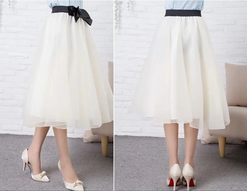 Clearance Sweet Bowknot Multi-layer A-line Pleated Tulle Skirt