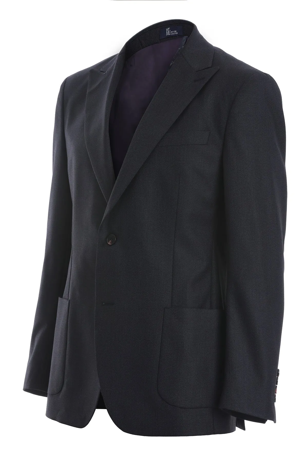 Comfort Fit Peak Lapel Dark Navy Casual Blazer