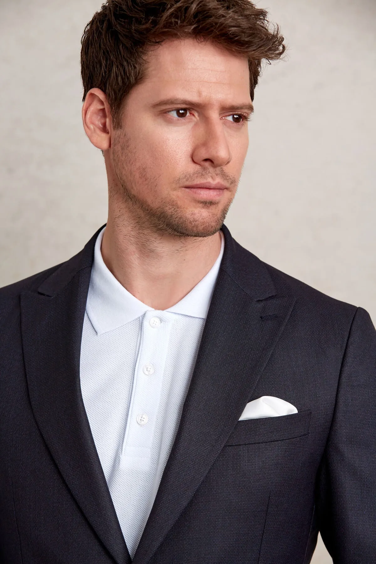 Comfort Fit Peak Lapel Dark Navy Casual Blazer