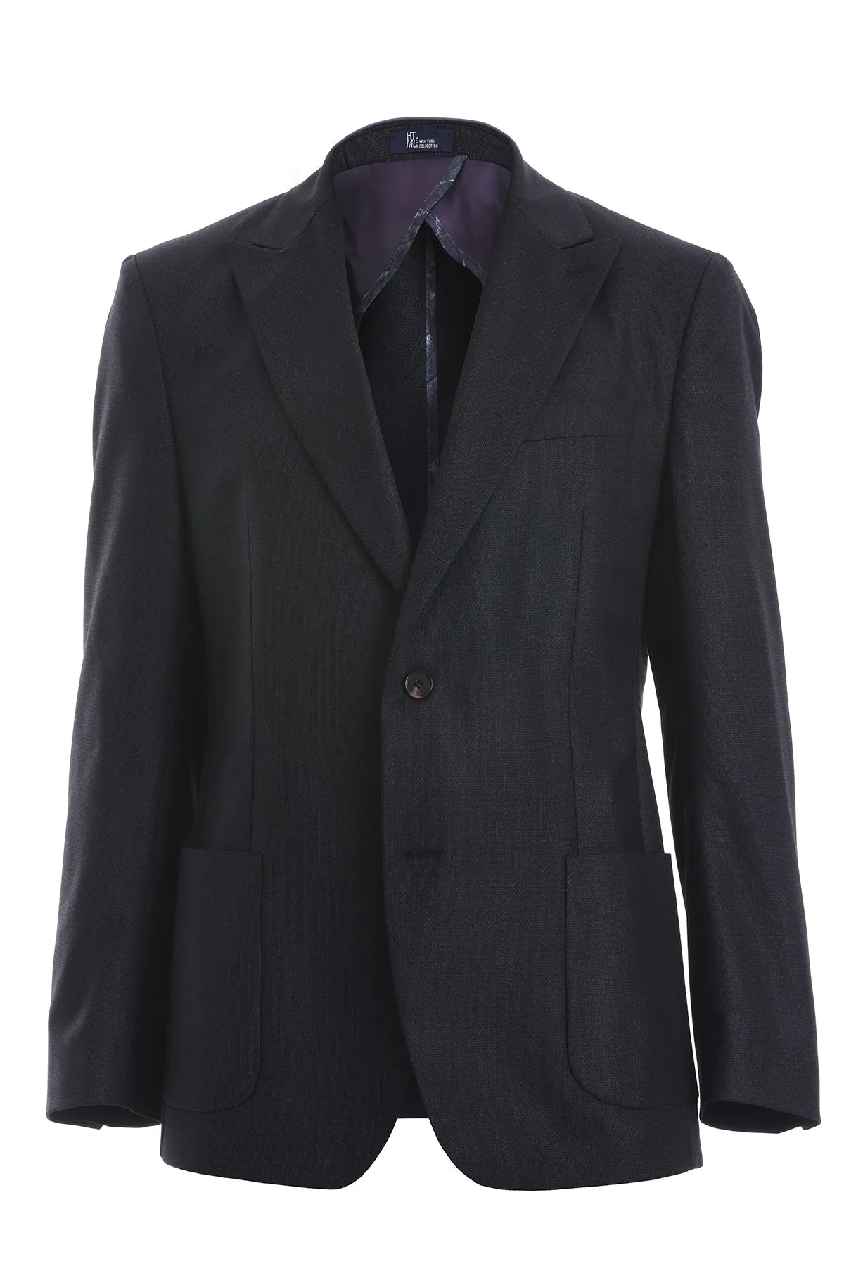 Comfort Fit Peak Lapel Dark Navy Casual Blazer