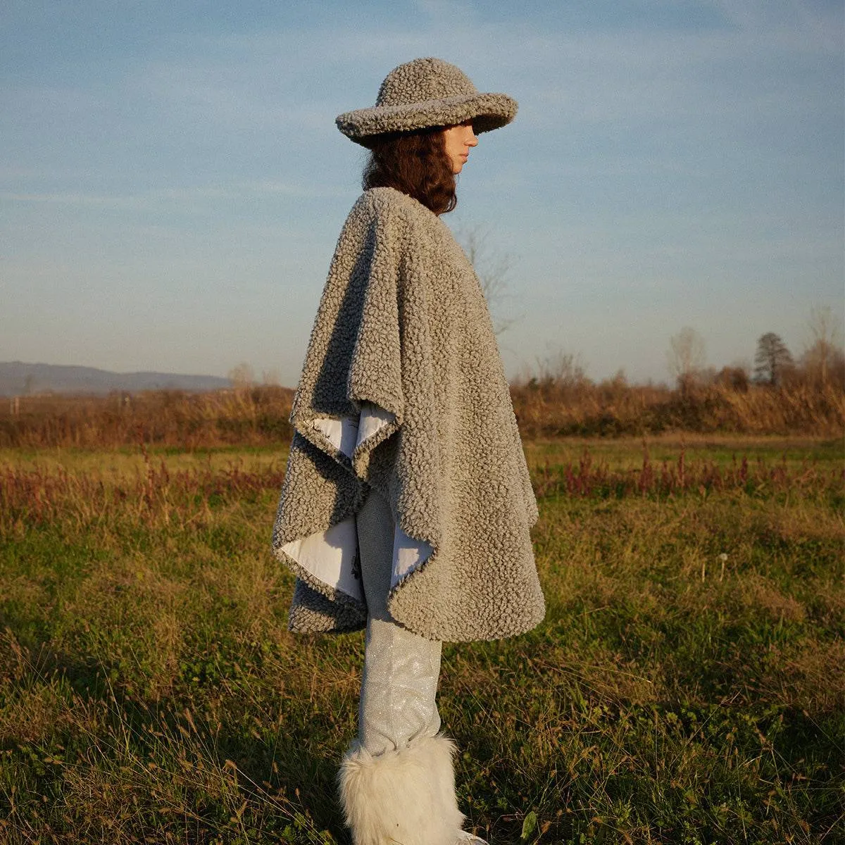 Cosmonaut Reversible Gray Teddy Poncho