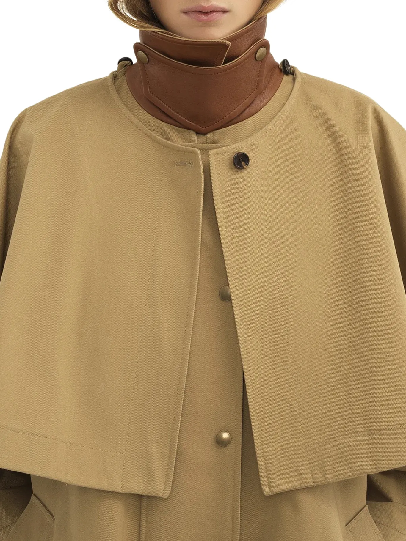 COTTON GABARDINE PARKA WITH CAPE