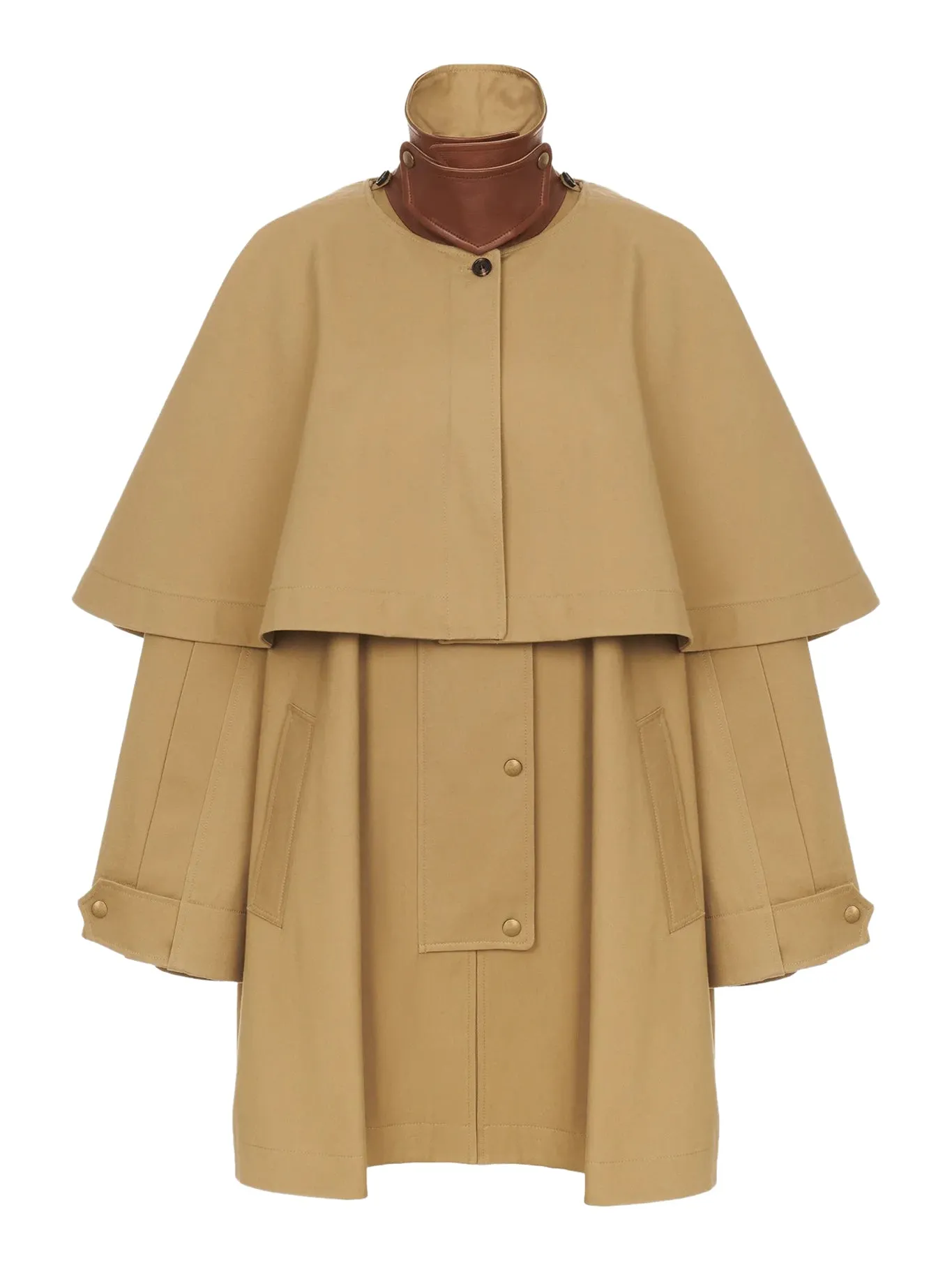 COTTON GABARDINE PARKA WITH CAPE