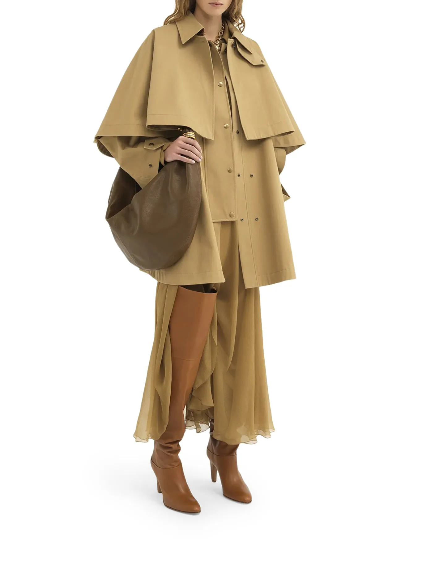 COTTON GABARDINE PARKA WITH CAPE