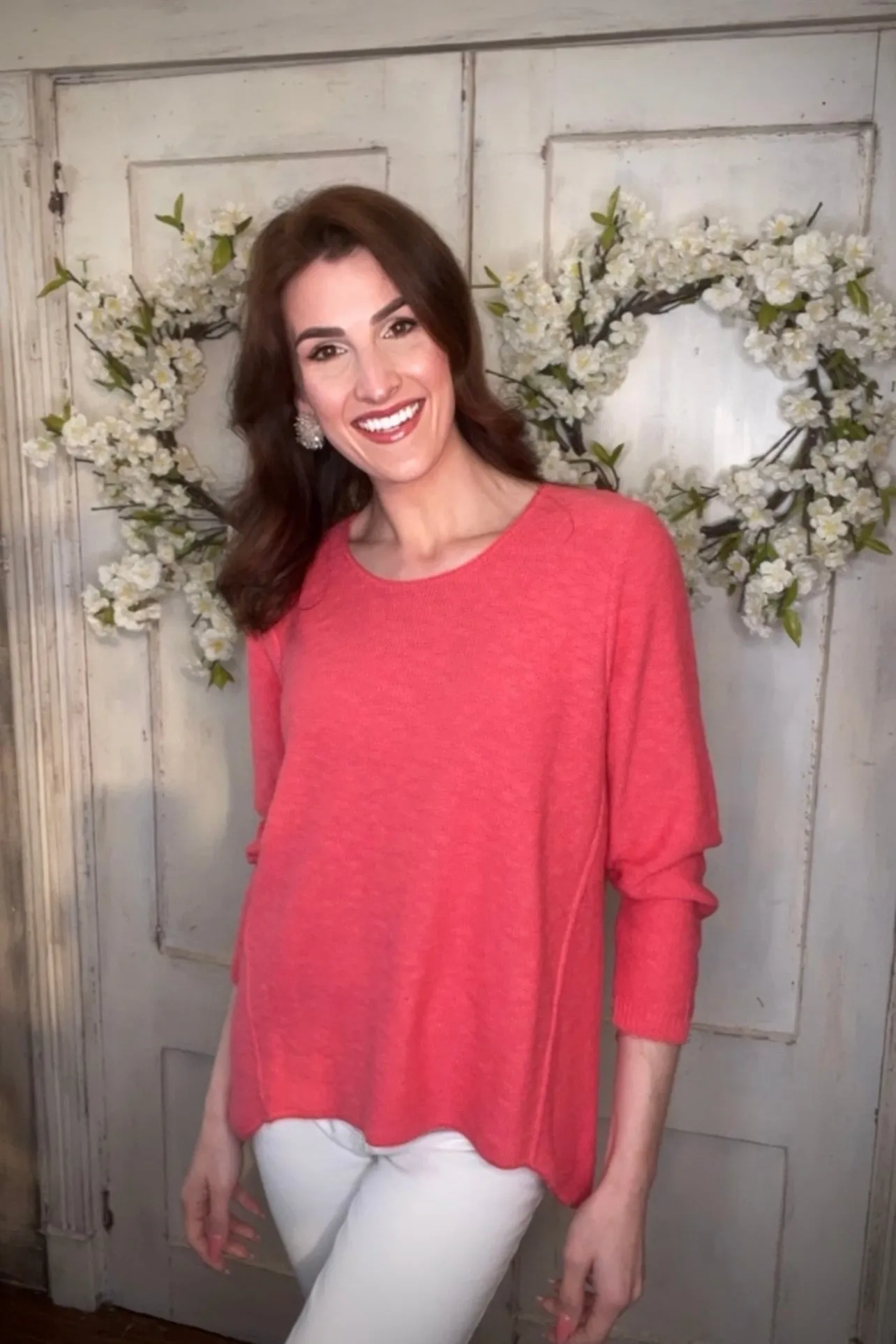 Cotton Slub Sweater w/Seam Detail