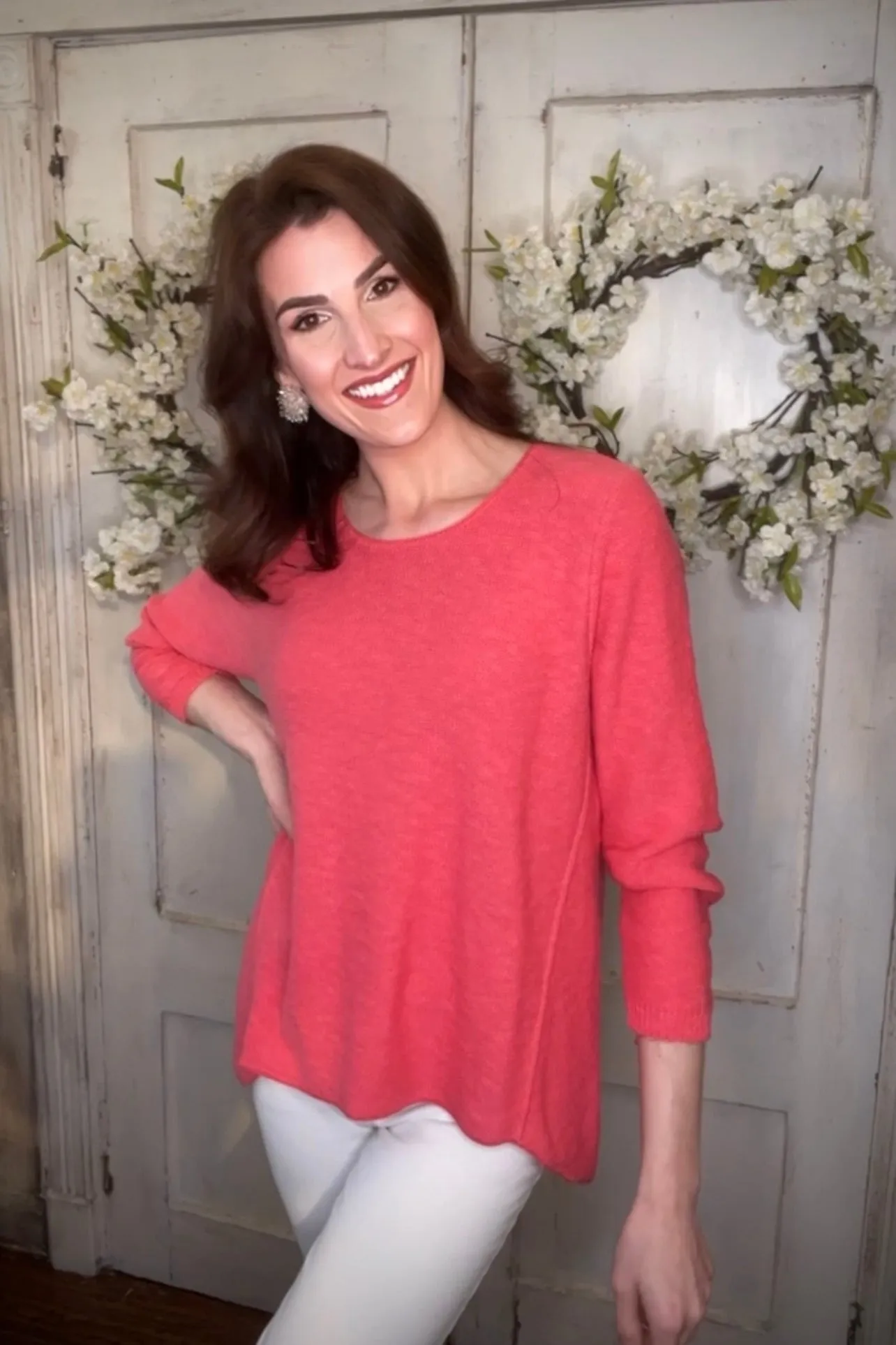 Cotton Slub Sweater w/Seam Detail