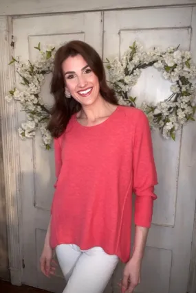 Cotton Slub Sweater w/Seam Detail