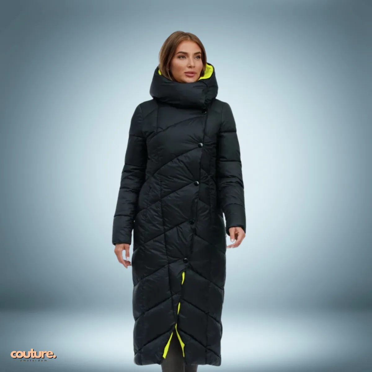 Couture Design - Exclusieve parka met knoopsluiting in beige