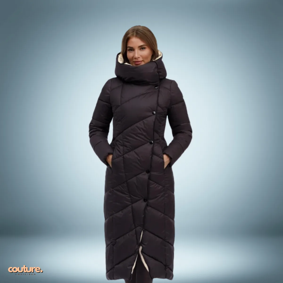 Couture Design - Exclusieve parka met knoopsluiting in beige