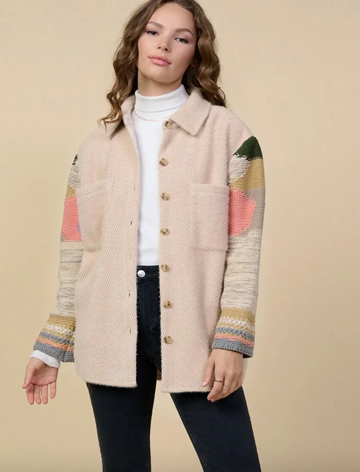 Cream Aztec Slv Shacket