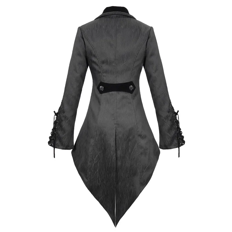 CT17101 Wave pattern black Gothic fake two-piece jacquard coat