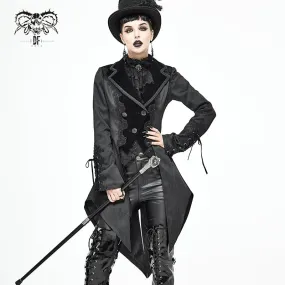 CT17101 Wave pattern black Gothic fake two-piece jacquard coat