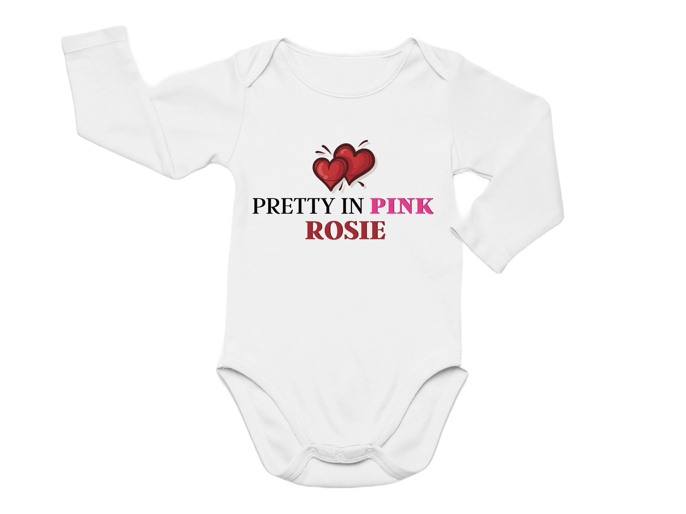 Custom Short Sleeve Girls Pretty in Pink Personalize baby Name Bodysuit
