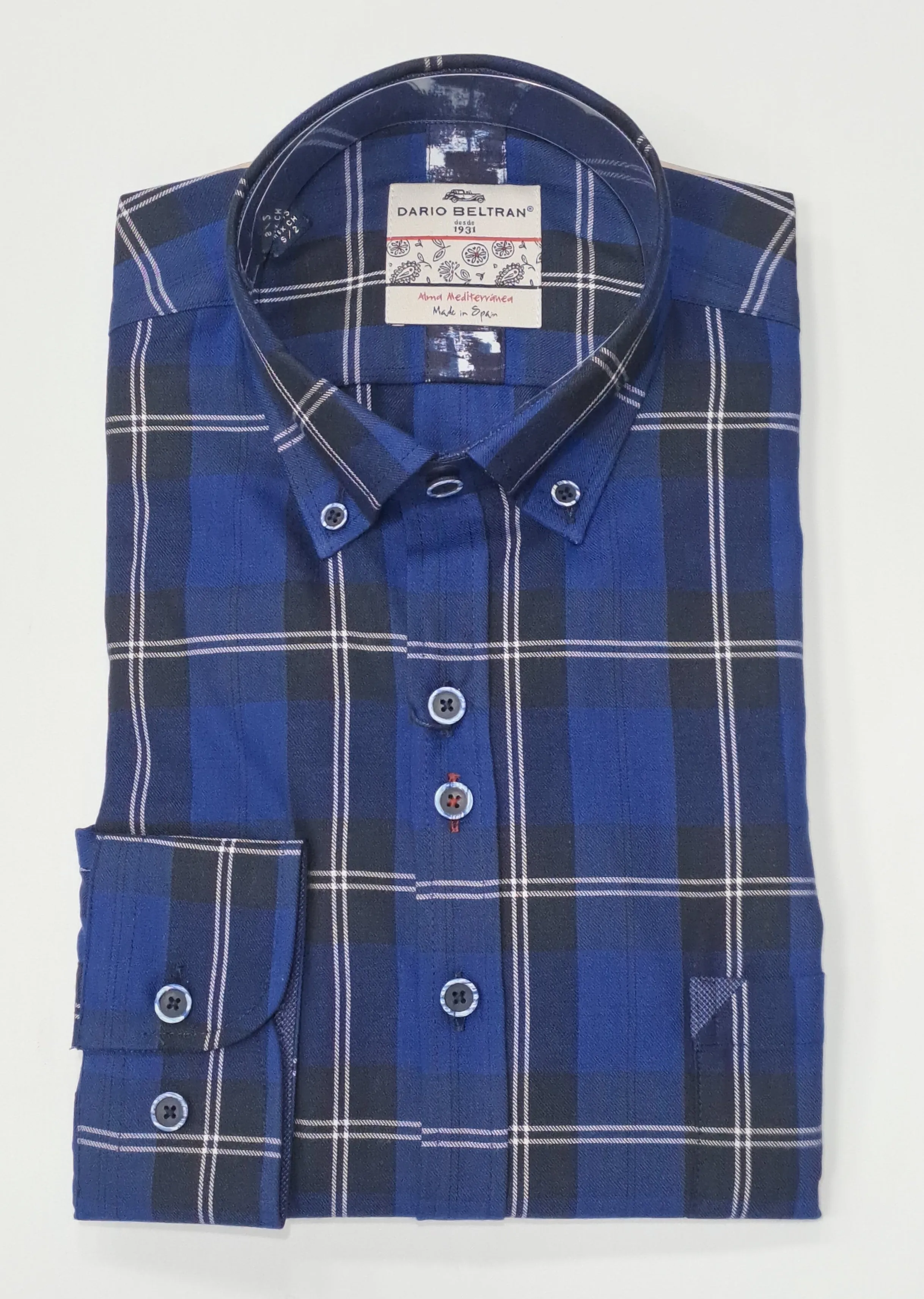 Dario Beltran Maluro Regular Fit Check Shirt 1240 - Navy