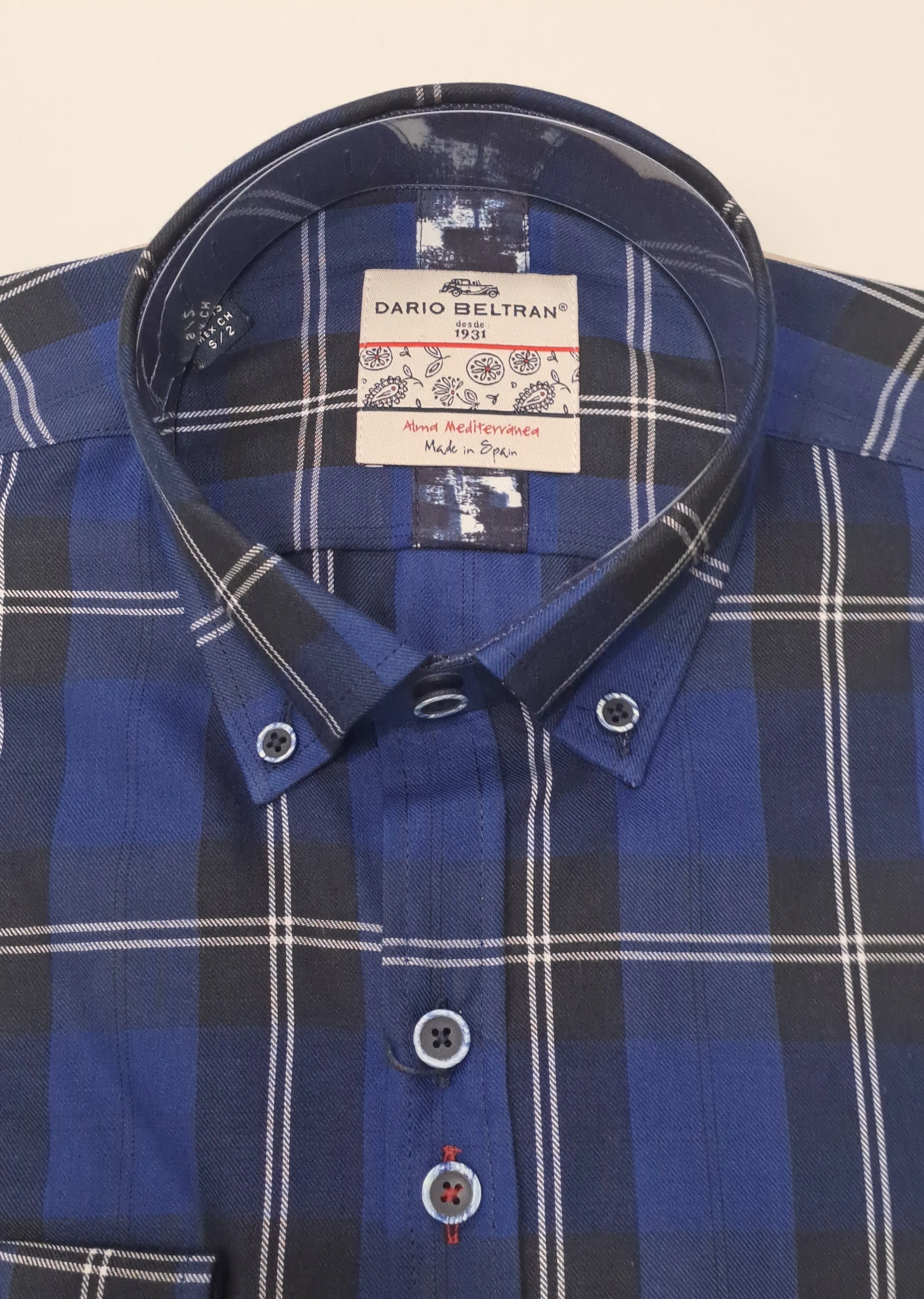 Dario Beltran Maluro Regular Fit Check Shirt 1240 - Navy
