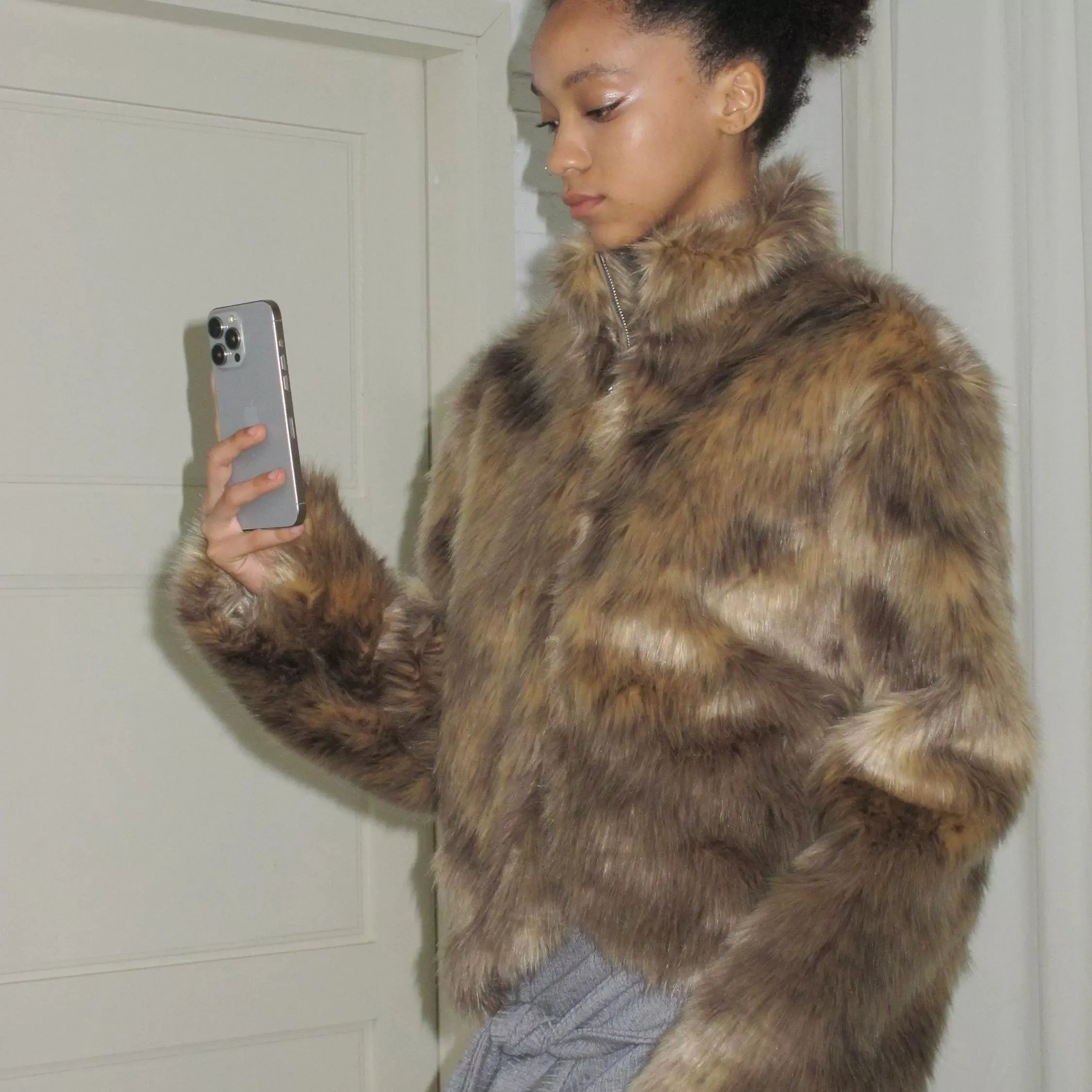 Dark Fox Brown Faux Fur Coat