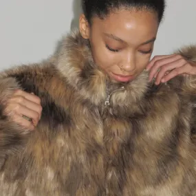 Dark Fox Brown Faux Fur Coat