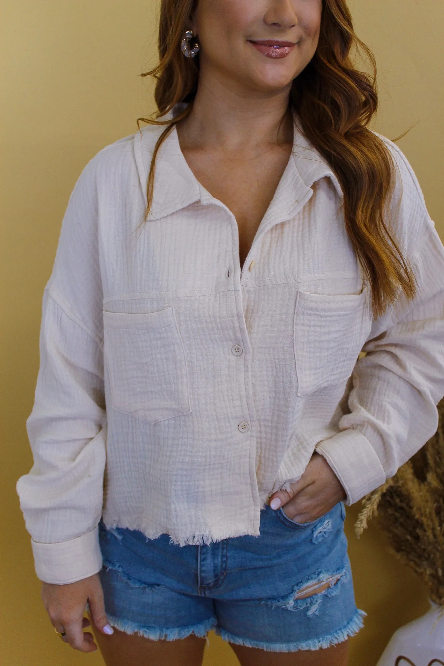 Day Out Button Up Jacket- Cream