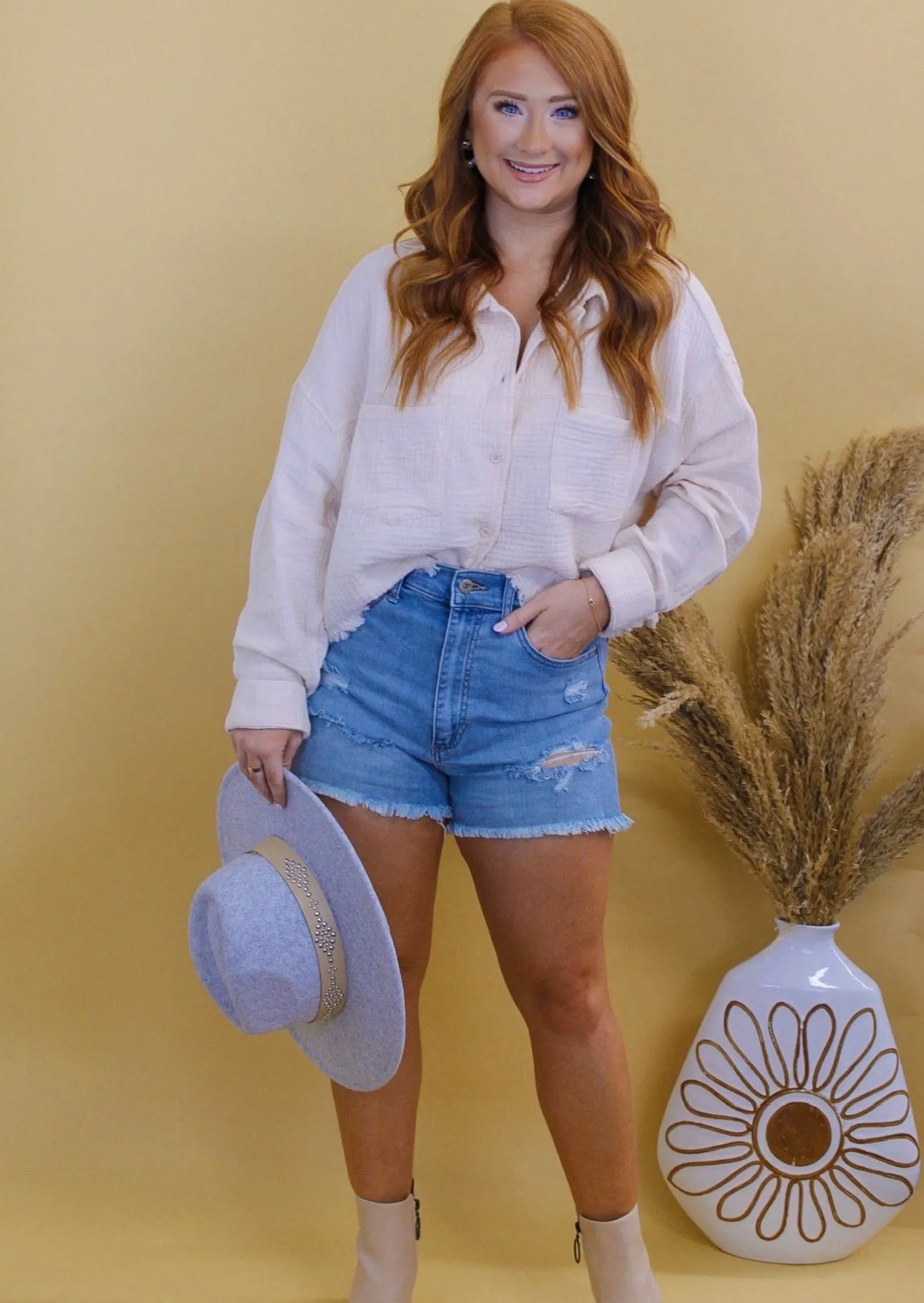 Day Out Button Up Jacket- Cream
