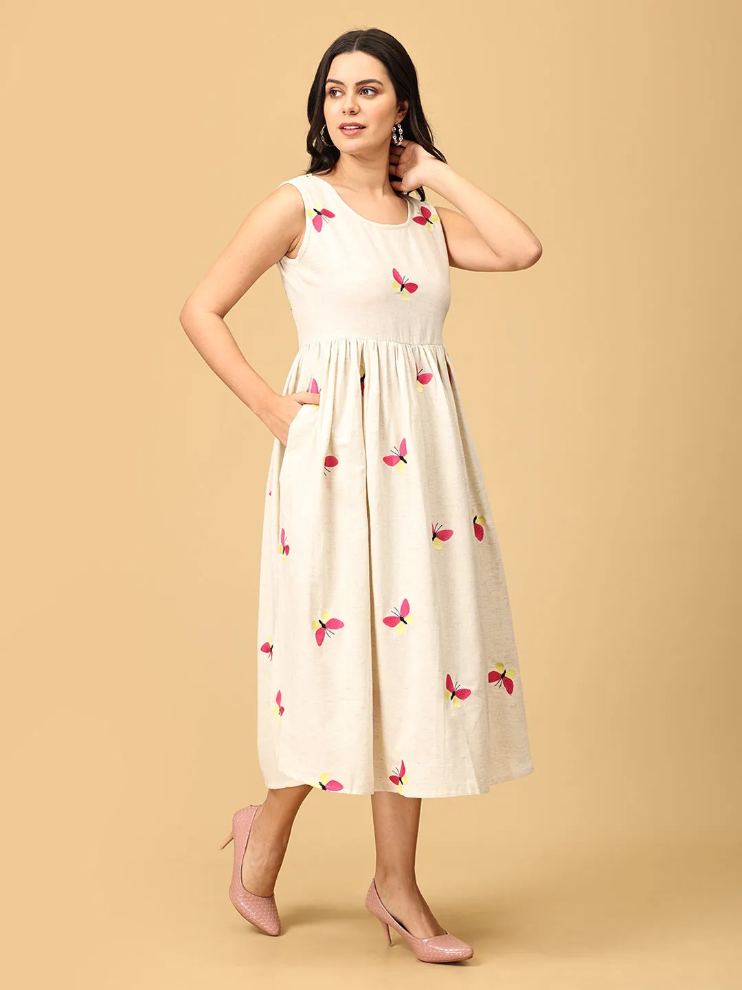 Dreamscape Wings Women's Dress Set With Jacket