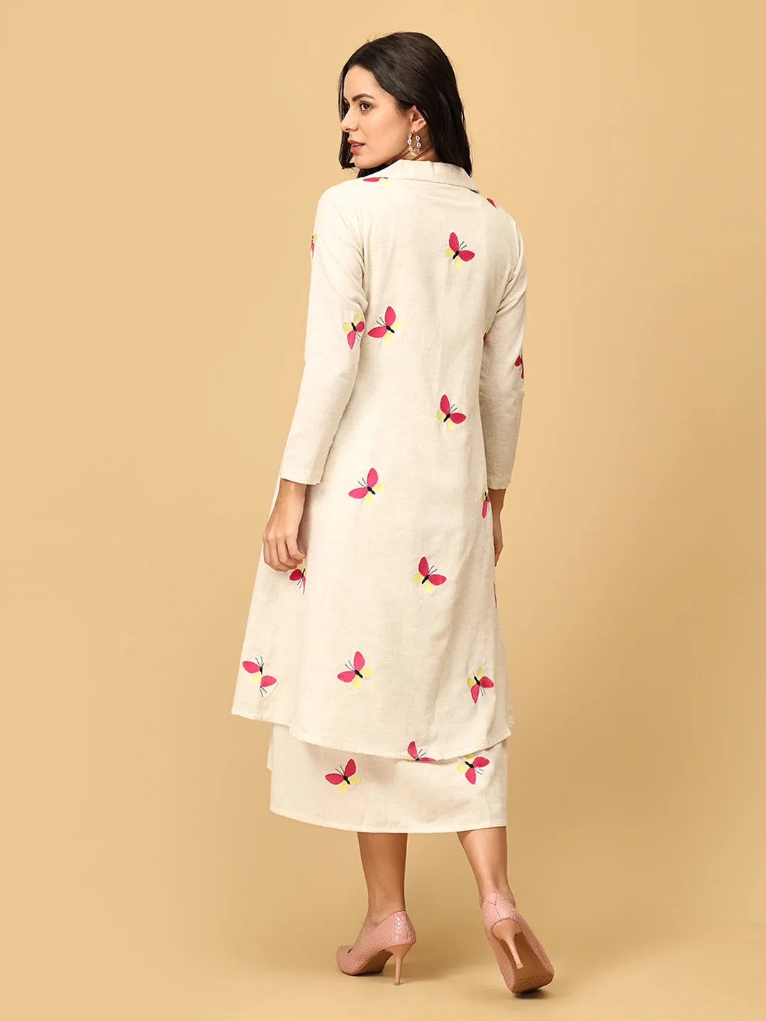 Dreamscape Wings Women's Dress Set With Jacket