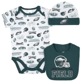 Eagles Baby Boys 3-Piece Bodysuit, Bib, and Cap Set