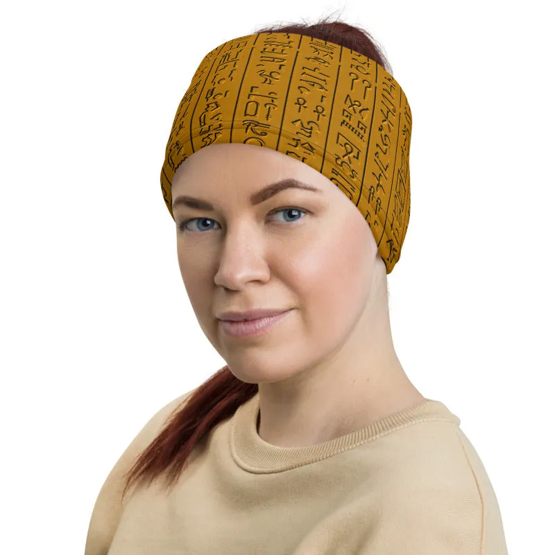 Egyptian Hieroglyphs Etched Neck Gaiter