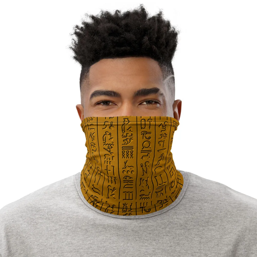 Egyptian Hieroglyphs Etched Neck Gaiter