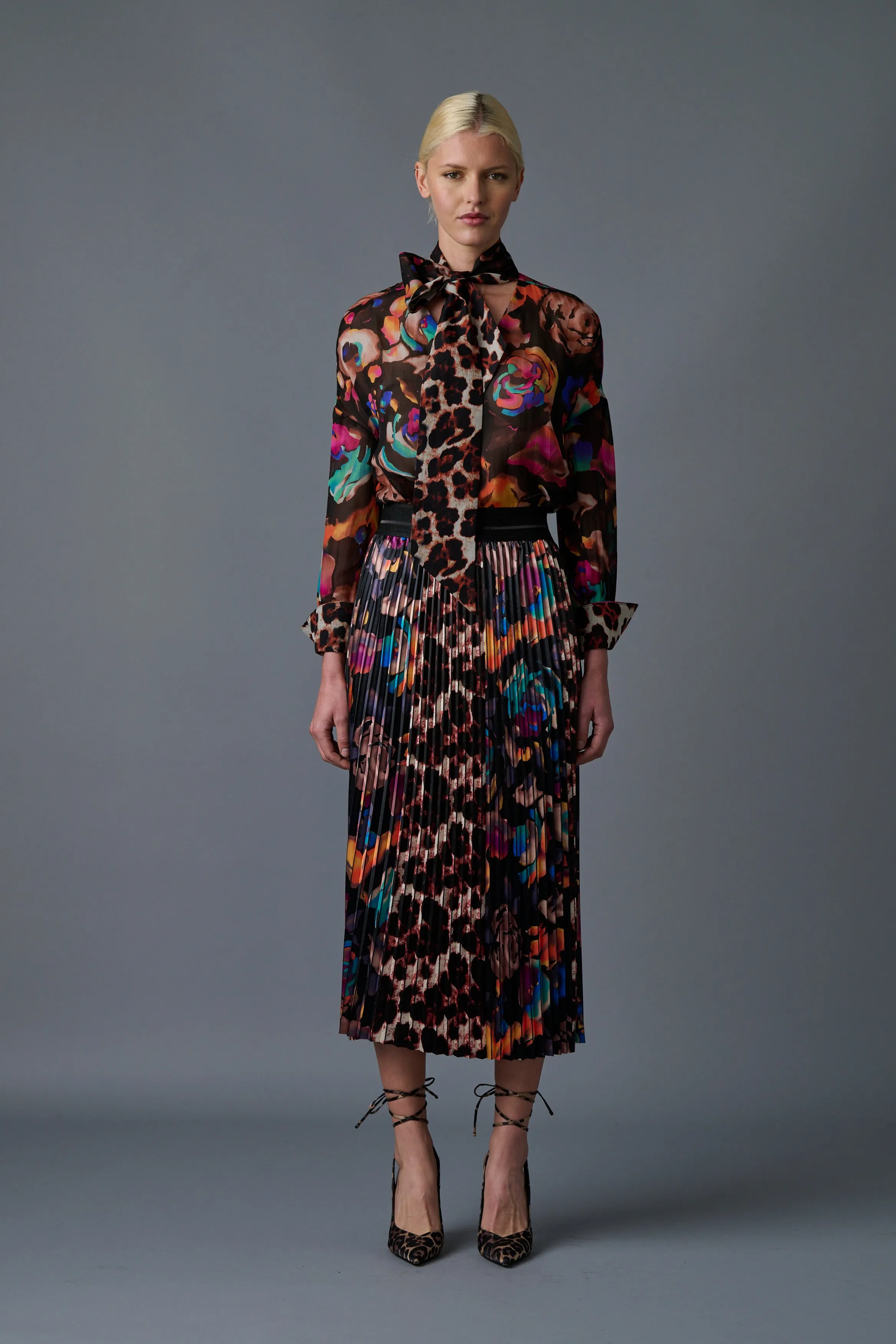 Electric Garden Pleated Skirt