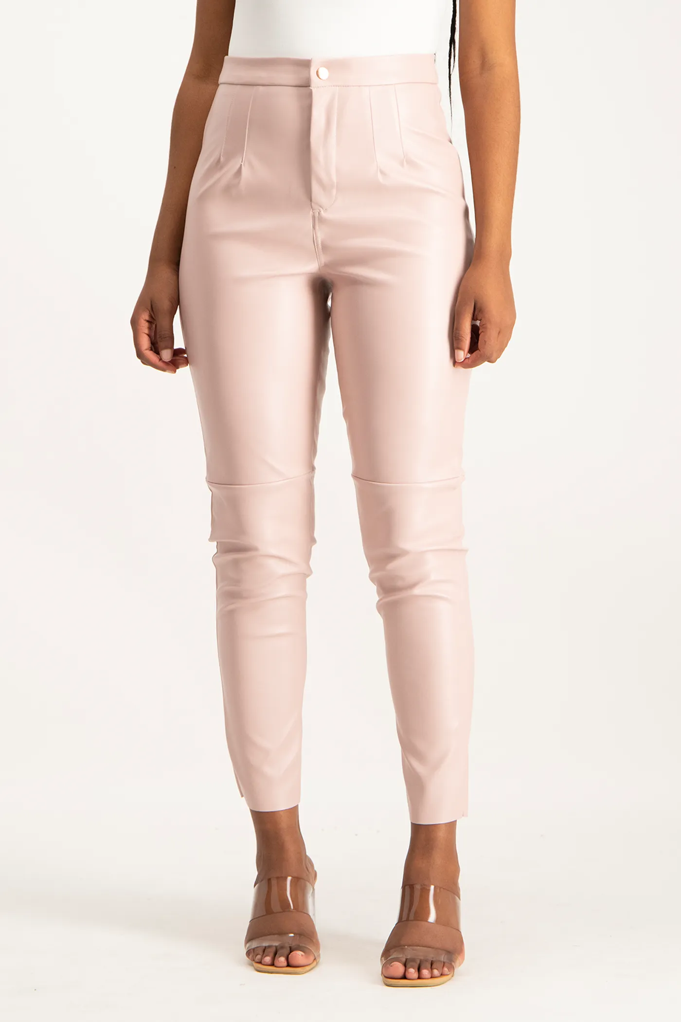 Esme Faux Leather Pants - Blush