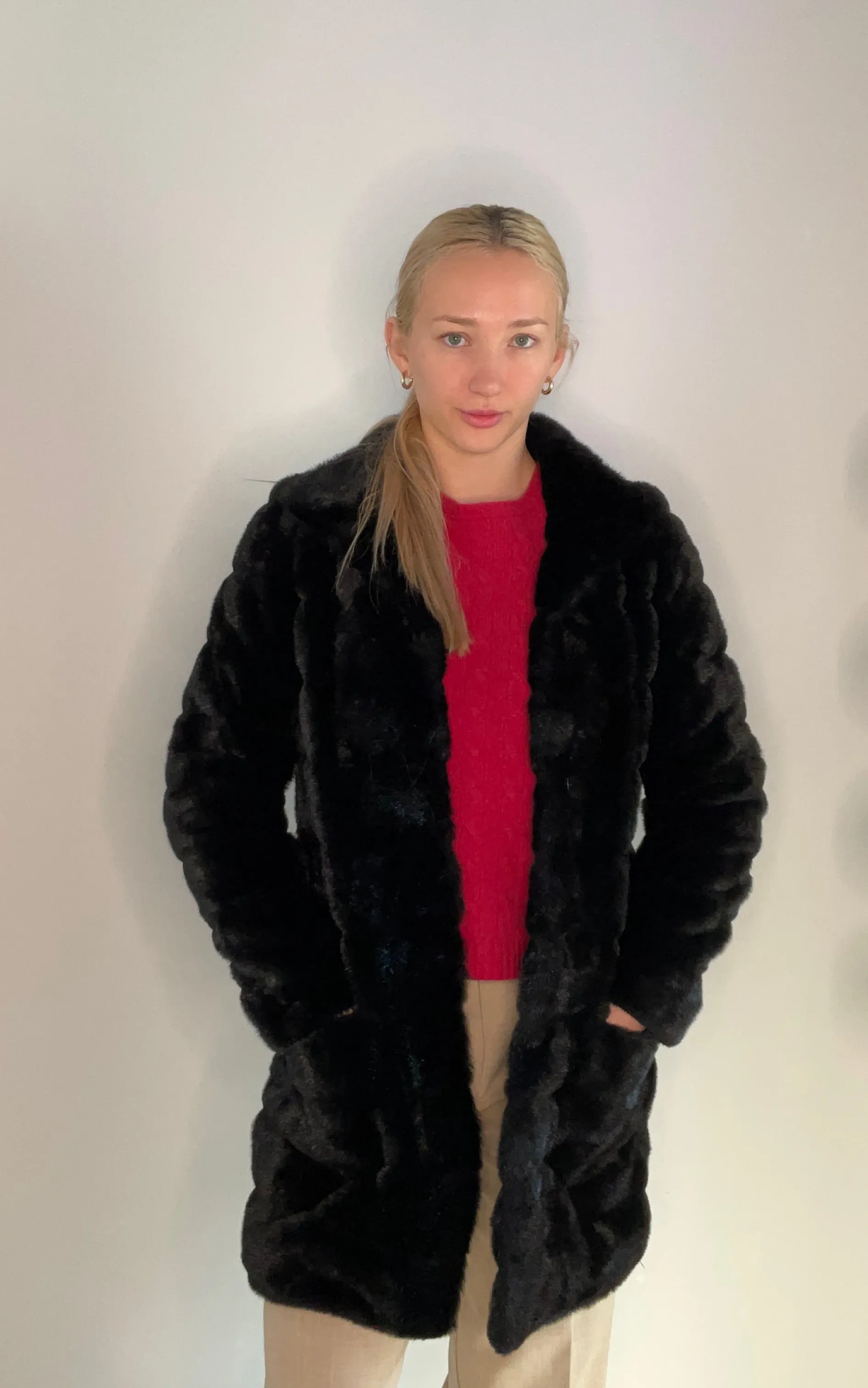 FAUX FUR BLACK LUXURY COAT