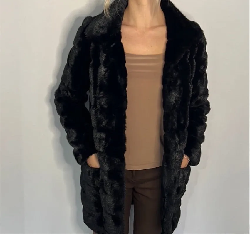 FAUX FUR BLACK LUXURY COAT