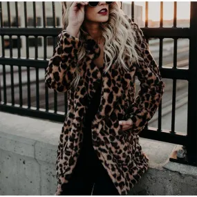 Faux Fur Leopard Coat