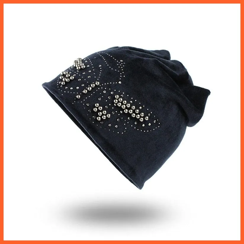 Female Beanie  Autumn  Winter Hip-Hop Caps | Fashion Skullies Rhinestone Hats For Women | Beanies Balaclava  Women Skullies