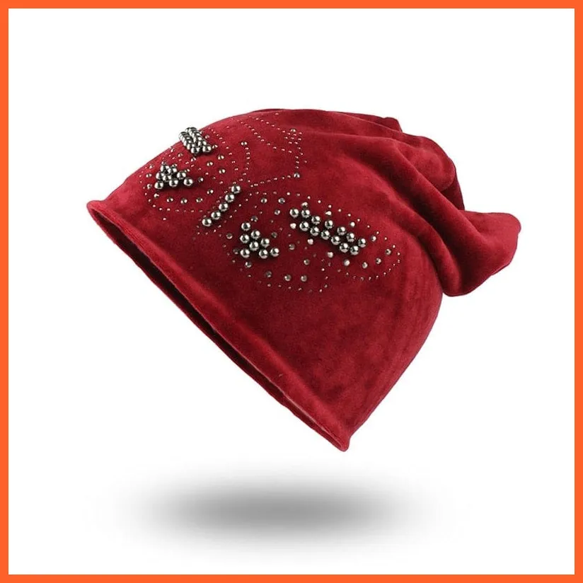 Female Beanie  Autumn  Winter Hip-Hop Caps | Fashion Skullies Rhinestone Hats For Women | Beanies Balaclava  Women Skullies