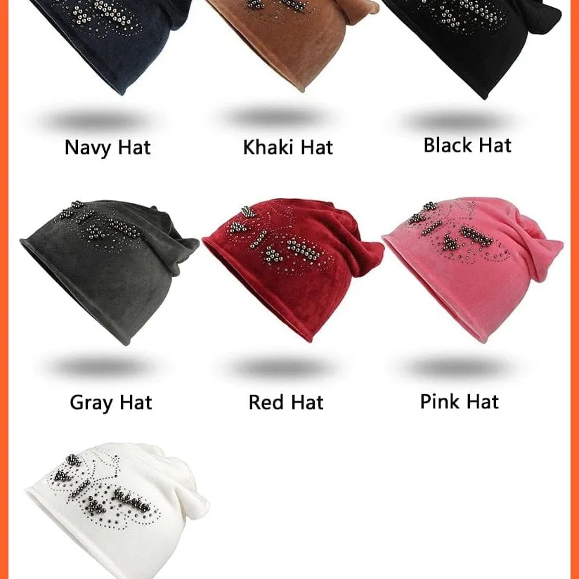 Female Beanie  Autumn  Winter Hip-Hop Caps | Fashion Skullies Rhinestone Hats For Women | Beanies Balaclava  Women Skullies