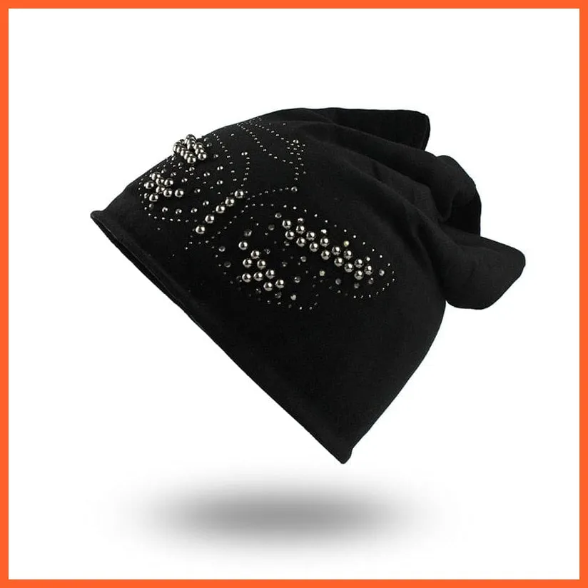 Female Beanie  Autumn  Winter Hip-Hop Caps | Fashion Skullies Rhinestone Hats For Women | Beanies Balaclava  Women Skullies