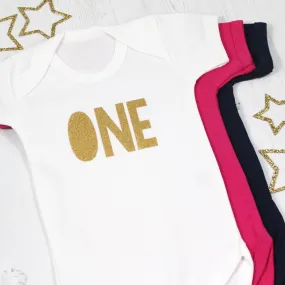 First Birthday Gold Bodysuit