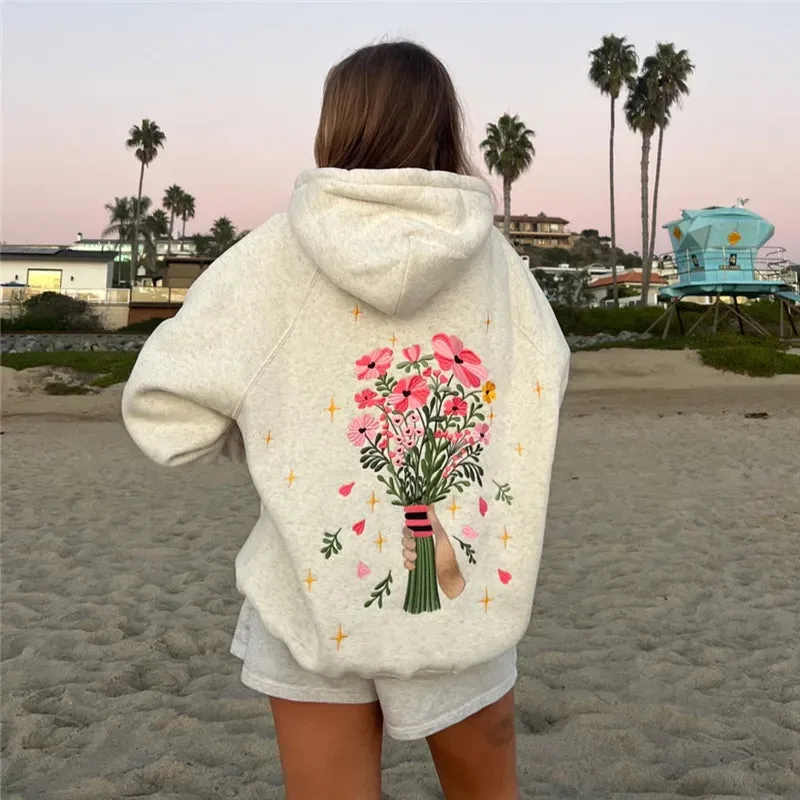 Floral Print Graphic Cute Hoodie