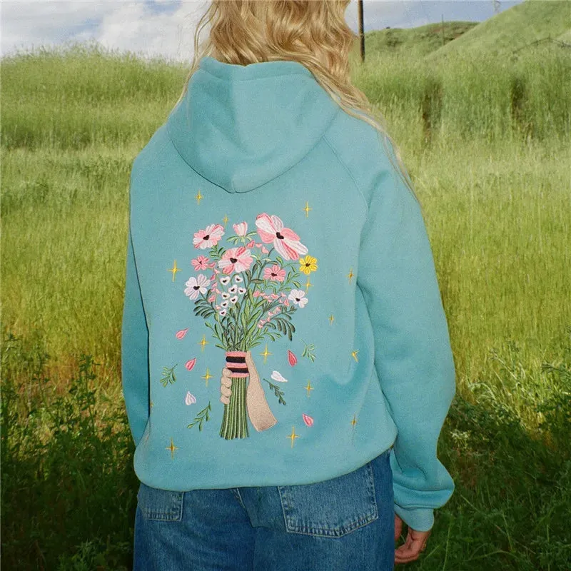 Floral Print Graphic Cute Hoodie
