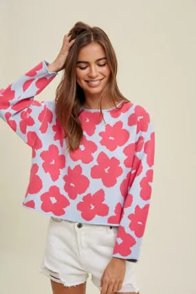 Floral Relax Crop Sweater