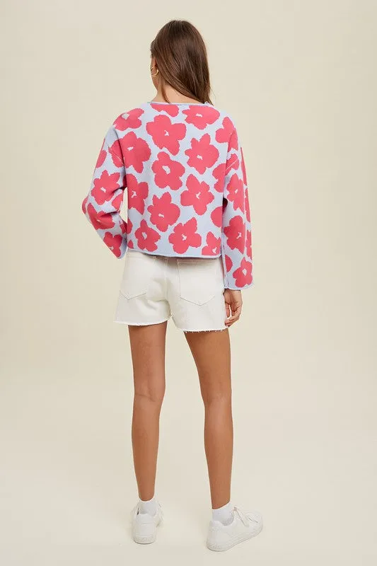 Floral Relax Crop Sweater