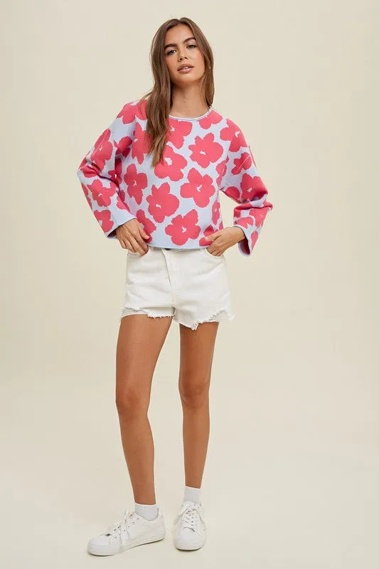 Floral Relax Crop Sweater