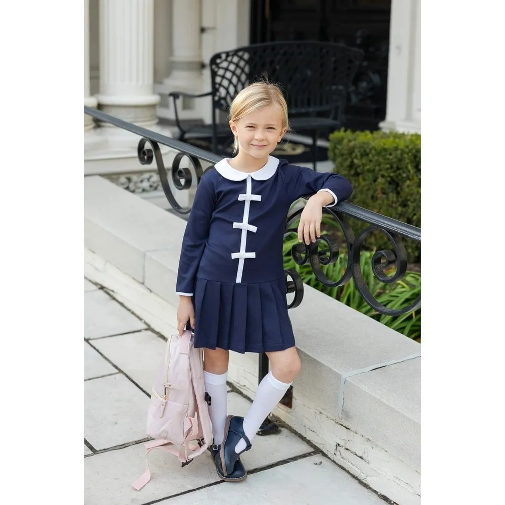 Florence Eiseman Knit Dress with Pleated Skirt & Bows