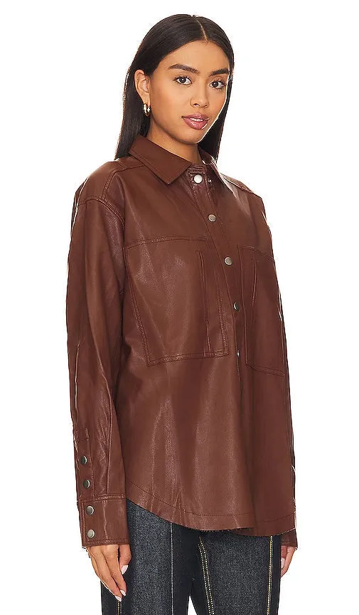 Free People Easy Rider Faux Leather Shacket in Cognac