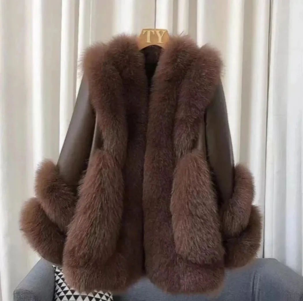 Genuine Fox Fur & Leather Jacket