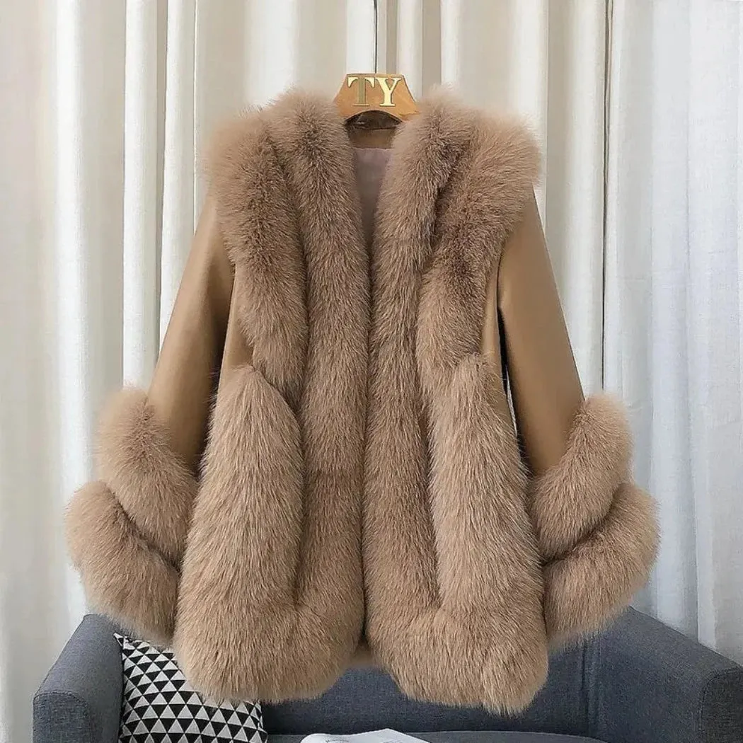 Genuine Fox Fur & Leather Jacket