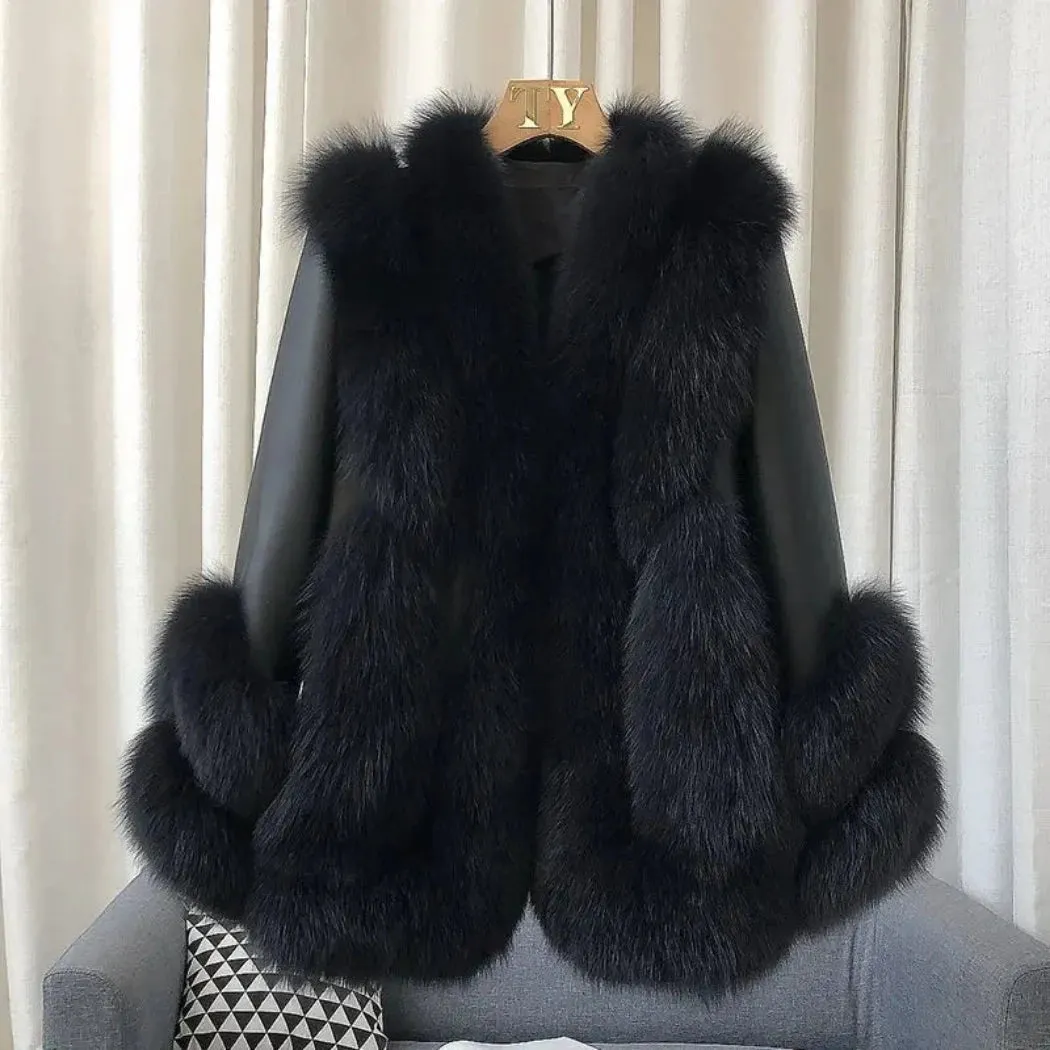 Genuine Fox Fur & Leather Jacket