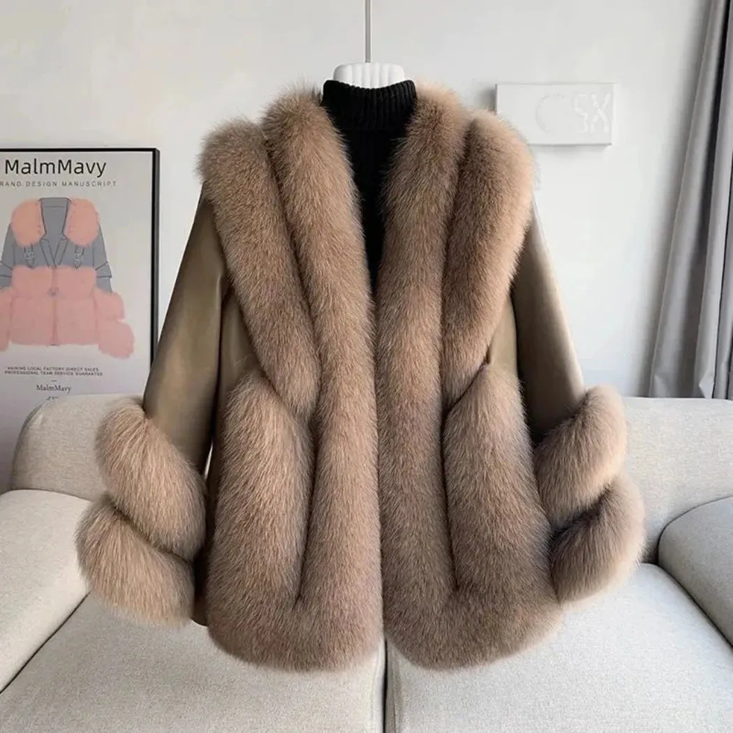 Genuine Fox Fur & Leather Jacket