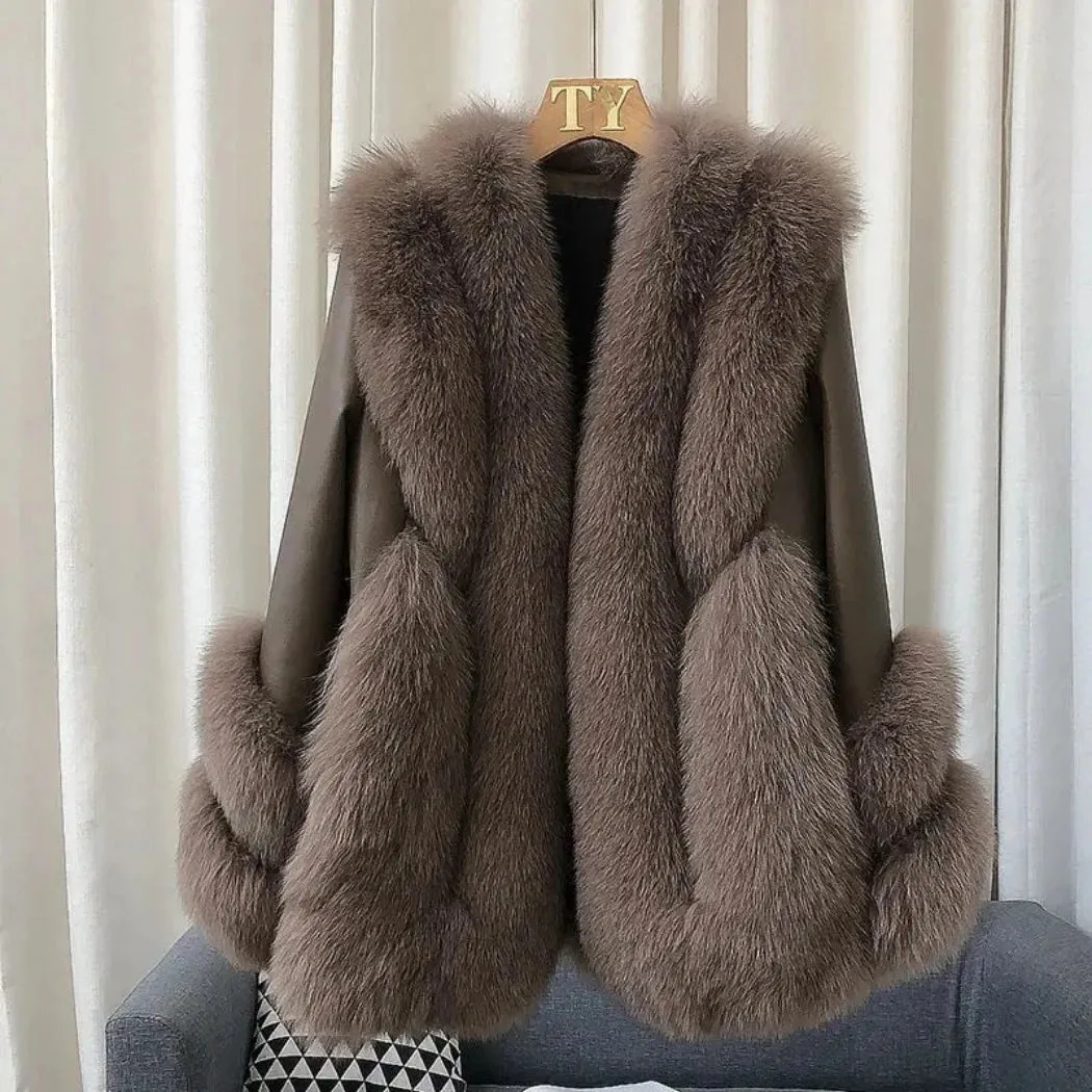 Genuine Fox Fur & Leather Jacket